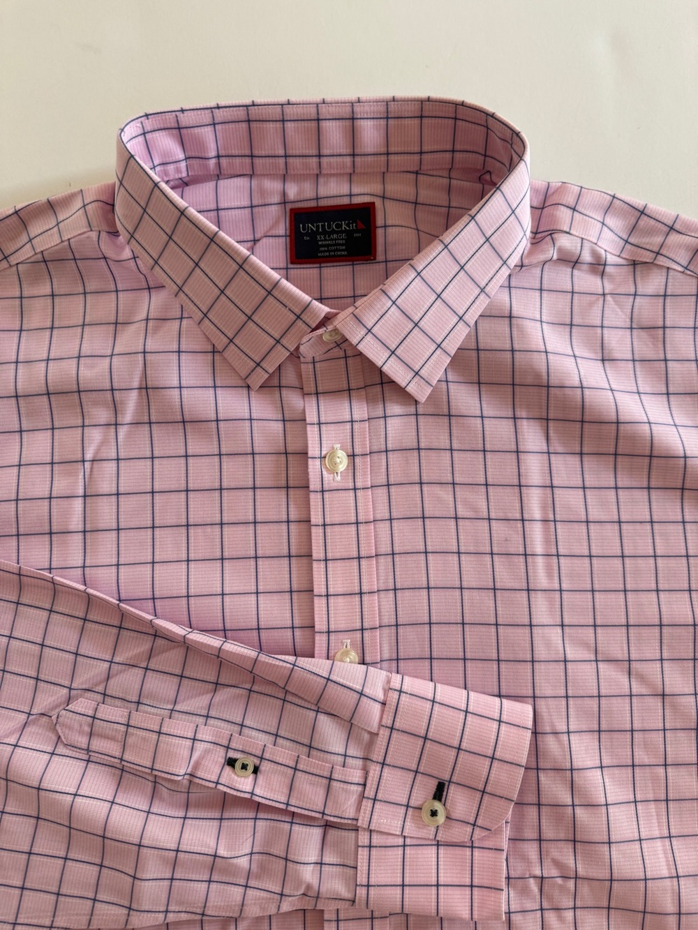 UNTUCKit Men’s Pink Button-Down Shirt – XXL – Wrinkle-Free 100% cotton